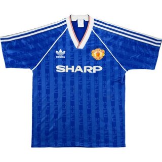 Tercera Equipación Tailandia Camiseta Manchester United Retro 1988 1990 Azul