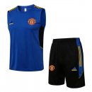 Camiseta Manchester United Sin Mangas Conjunto Completo 2022 Azul