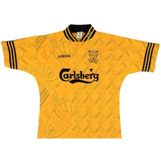 Segunda Equipación Tailandia Camiseta Liverpool Retro 1994 1996 Amarillo