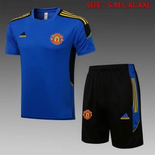 Camiseta Entrenamiento Manchester United Conjunto Completo 2022 Azul Negro