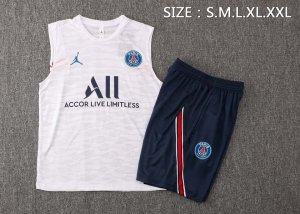 Camiseta Paris Saint Germain Sin Mangas Conjunto Completo 2022 Blanco Negro