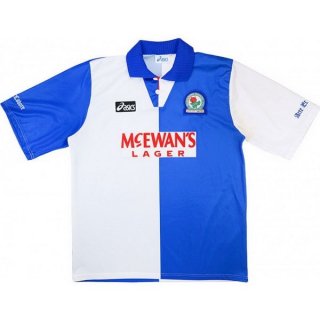 Primera Equipación Tailandia Camiseta Blackburn Rovers Retro 1994 1995 Blanco Azul