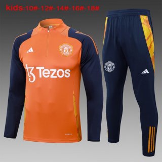 Niños Sudadera De Training Manchester United 2024/2025 Naranja Azul 3