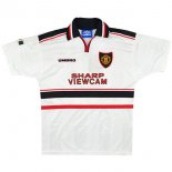 Segunda Equipación Tailandia Camiseta Manchester United Retro 1998 1999 Blanco