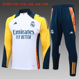 Niños Sudadera De Training Real Madrid 2024/2025 Blanco Amarillo 4