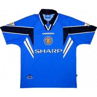 Segunda Equipación Tailandia Camiseta Manchester United Retro 1997 1998 Azul