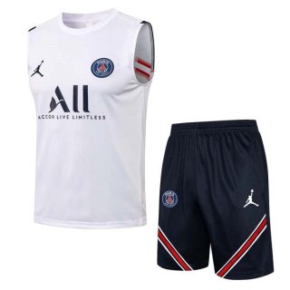 Camiseta Paris Saint Germain Sin Mangas Conjunto Completo 2022 Blanco