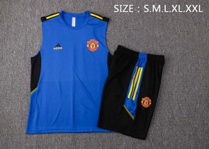 Camiseta Manchester United Sin Mangas Conjunto Completo 2022 Azul