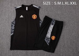 Camiseta Manchester United Sin Mangas Conjunto Completo 2022 Negro