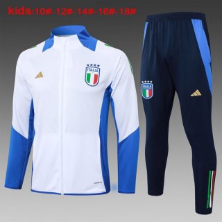 Niños Chandal Italia 2024/2025 Blanco Azul 3