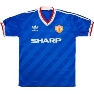 Tercera Equipación Tailandia Camiseta Manchester United Retro 1986 1988 Azul