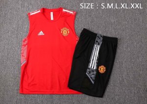 Camiseta Manchester United Sin Mangas Conjunto Completo 2022 Rojo Negro