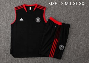 Camiseta Manchester United Sin Mangas Conjunto Completo 2022 Negro 1