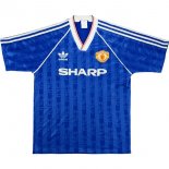 Tercera Equipación Tailandia Camiseta Manchester United Retro 1988 1990 Azul