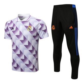 Polo Real Madrid Conjunto Completo 2022/2023 Blanco Purpura