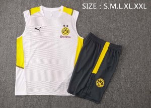 Camiseta Real Madrid Sin Mangas Conjunto Completo 2022 Blanco Amarillo