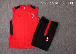 Camiseta AC Milan Sin Mangas Conjunto Completo 2022 Rojo Negro