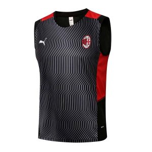 Camiseta AC Milan Sin Mangas Conjunto Completo 2022 Negro Rojo