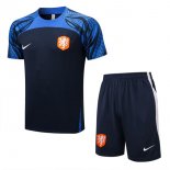 Camiseta Entrenamiento Países Bajos Conjunto Completo 2022/2023 Negro Azul